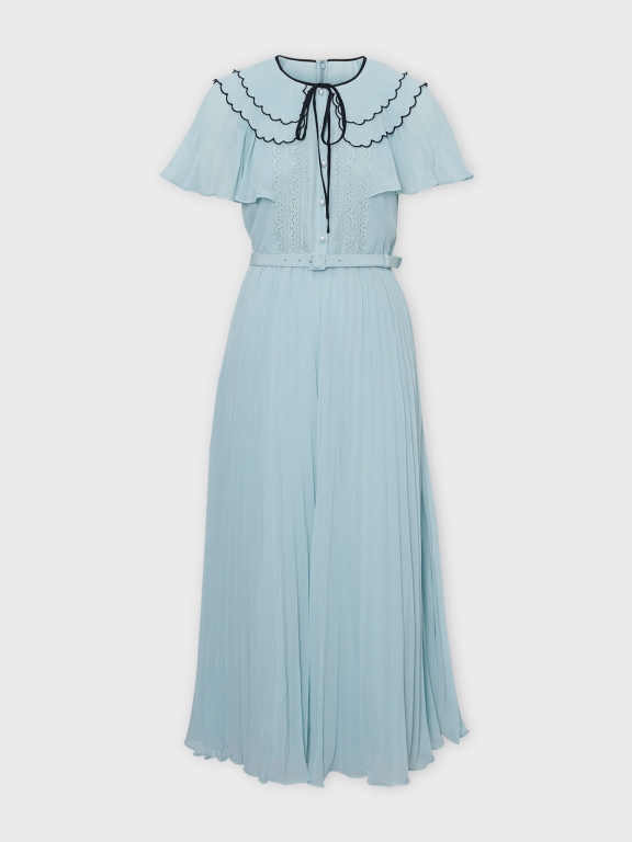 GREEN CHIFFON SCALLOP COLLAR MIDI DRESS - JADE Jakarta