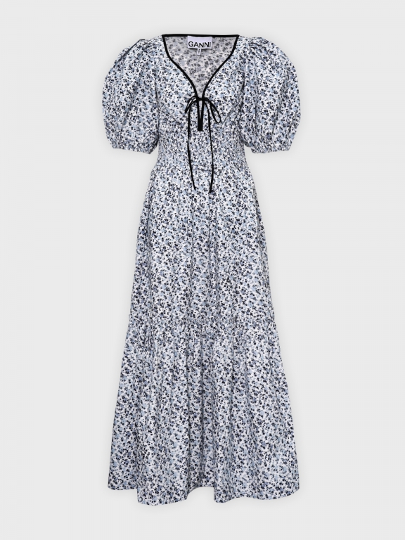 Printed Cotton Long Smock Dress - JADE Jakarta