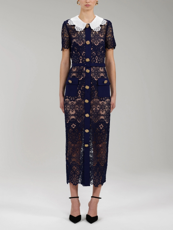 Self portrait store navy lace dress