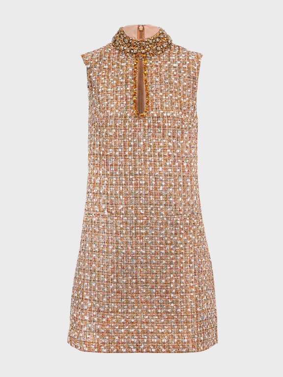 Gold Tinsel Boucle Embellished Mini Dress JADE Jakarta