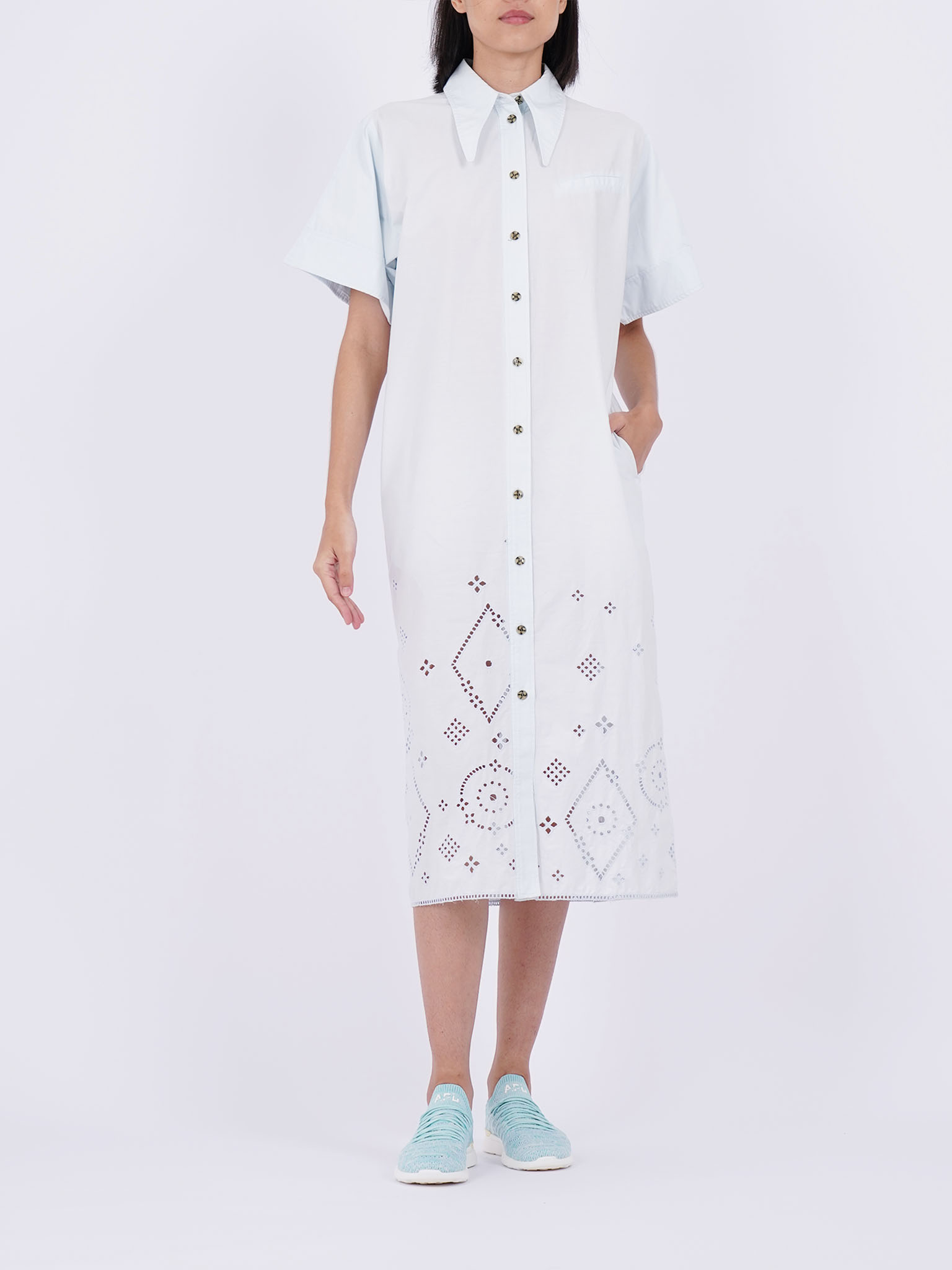 BRODERIE ANGLAISE SHIRT DRESS - JADE Jakarta